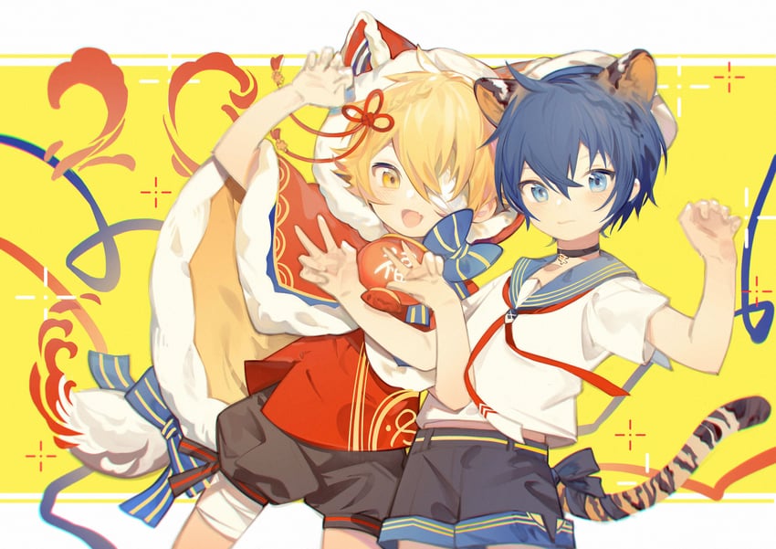 oliver and zhiyu moke (vocaloid and 1 more) drawn by towo_nita