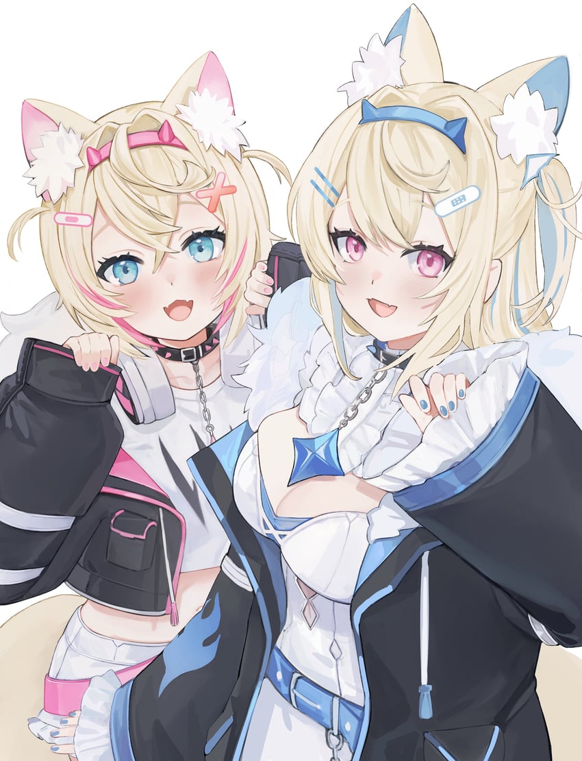 fuwawa abyssgard and mococo abyssgard (hololive and 1 more) drawn by yotsukado_tette