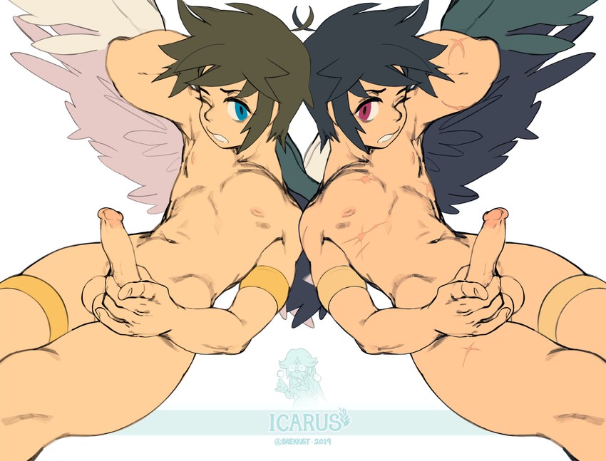 palutena, pit, and dark pit (kid icarus and 1 more) drawn by brekkist