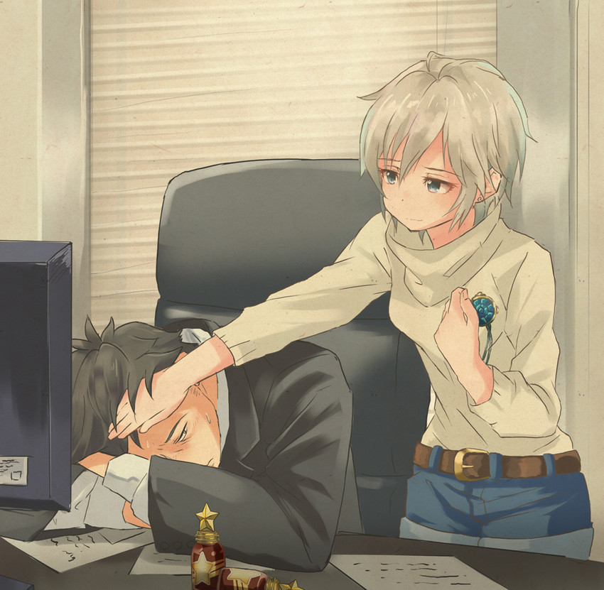 producer and anastasia (idolmaster and 1 more) drawn by marimo_(momiage)