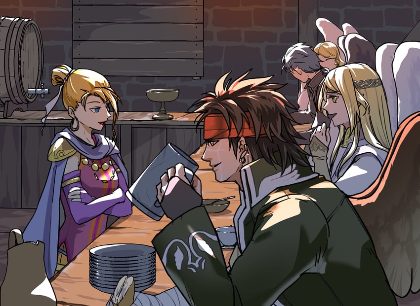 tibarn, leanne, naesala, rafiel, and calill (fire emblem and 1 more) drawn by to6tama