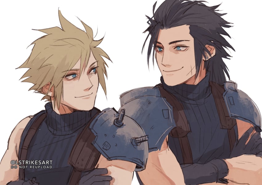 cloud strife and zack fair (final fantasy and 3 more) drawn by lightningstrikes