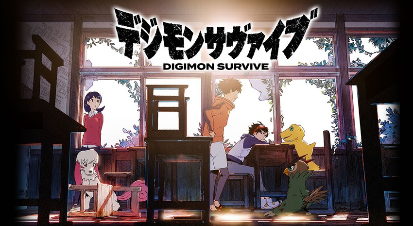 agumon, labramon, momotsuka takuma, falcomon, shibuya aoi, and 1 more (digimon and 1 more) drawn by ukumo_uichi