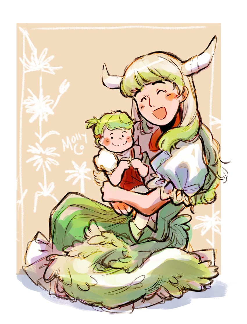 kamishirasawa keine and ex-keine (touhou) drawn by molly_yancey