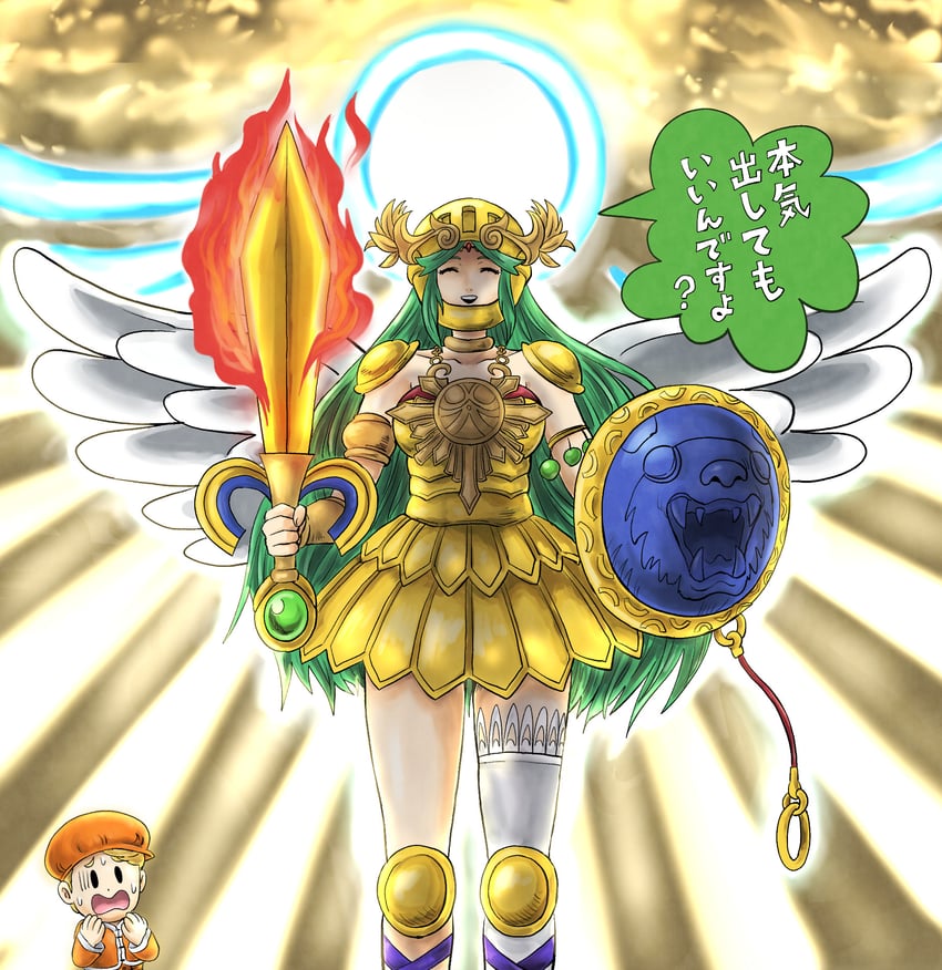 palutena, lucas, princess athena, and bao (the king of fighters and 7 more) drawn by kicdon