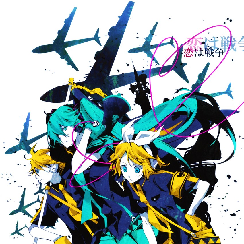 hatsune miku, kagamine rin, and kagamine len (vocaloid and 1 more) drawn by oono_eiko