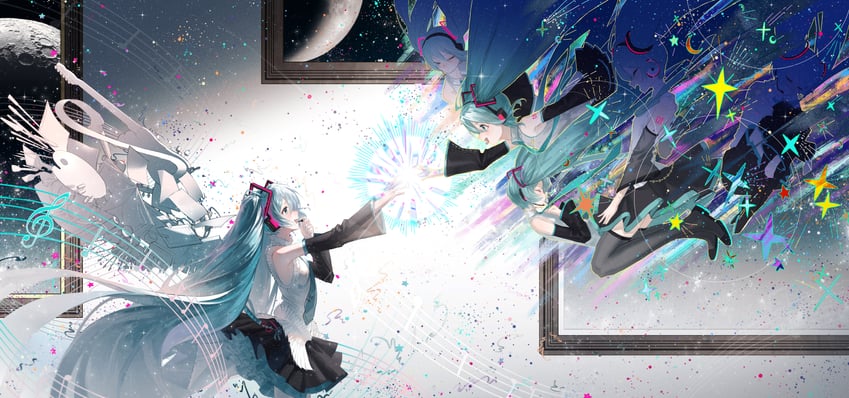 hatsune miku (vocaloid and 3 more) drawn by fuka_(pixiv_84081952)