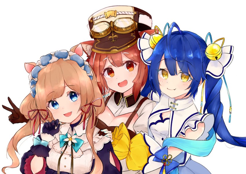amamiya kokoro, ratna petit, and eli conifer (nijisanji) drawn by shimaji_noma