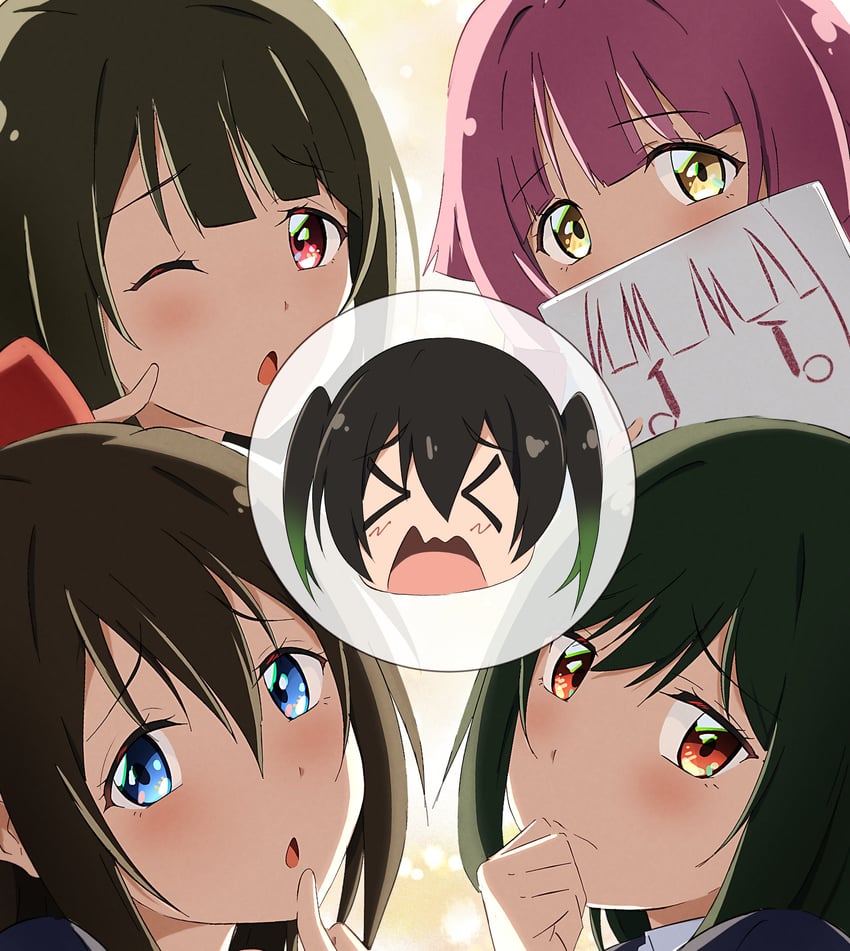 takasaki yu, osaka shizuku, tennoji rina, nakasu kasumi, and mifune shioriko (love live! and 1 more) drawn by zasshoku_ojisan