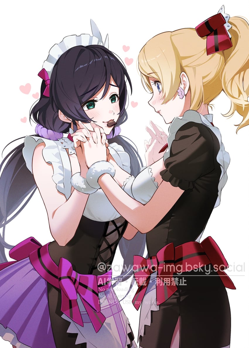 tojo nozomi and ayase eli (love live! and 1 more) drawn by zawawa_(satoukibi1108)