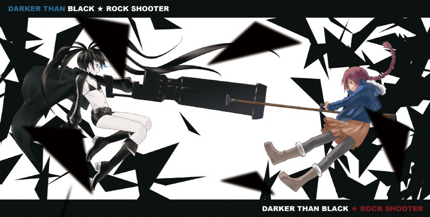 black rock shooter, suou pavlichenko, and hanazawa kana (black rock shooter and 1 more) drawn by botbe