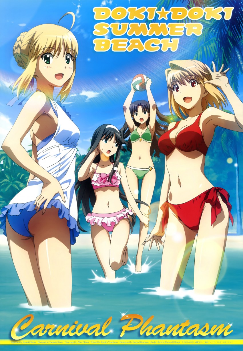 artoria pendragon, saber, tohsaka rin, arcueid brunestud, and tohno akiha (fate and 5 more) drawn by hirose_tomohito