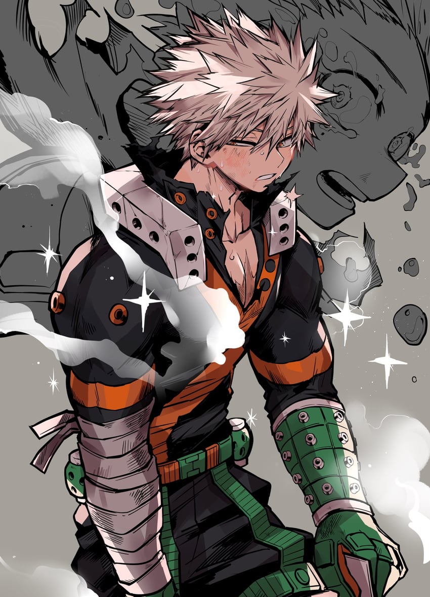 midoriya izuku and bakugou katsuki (boku no hero academia) drawn by chiyaya