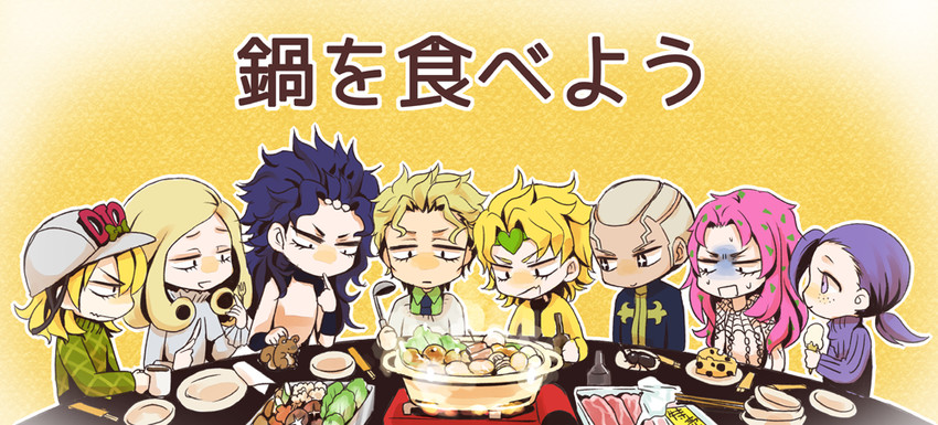dio brando, kars, kira yoshikage, diego brando, diavolo, and 3 more (jojo no kimyou na bouken and 6 more) drawn by garuko
