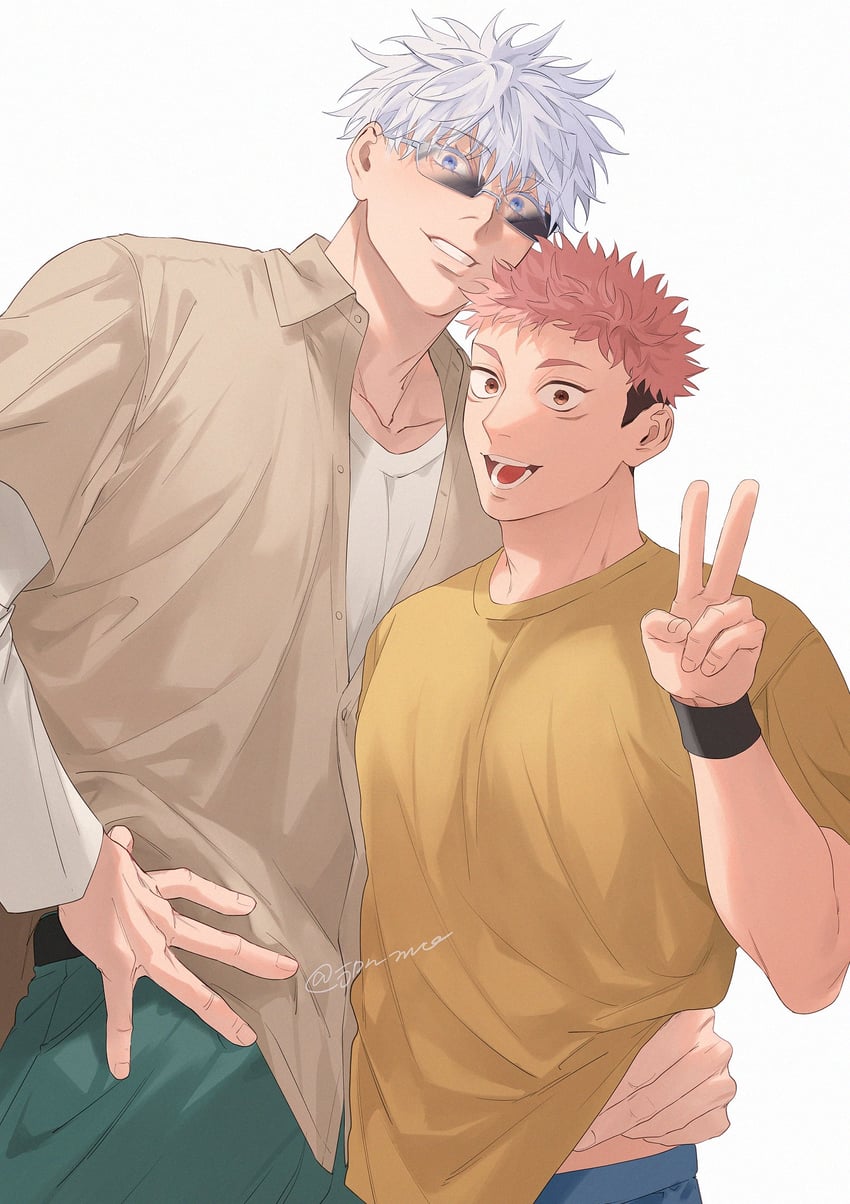 gojou satoru and itadori yuuji (jujutsu kaisen) drawn by ccccc_(jpn_m0)