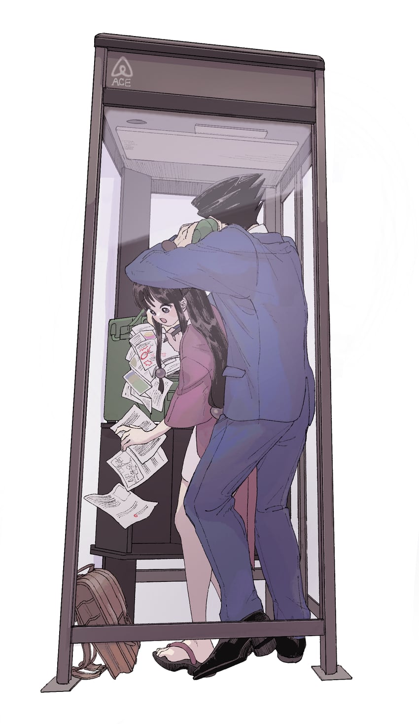 phoenix wright and maya fey (ace attorney) drawn by omen_hohoho