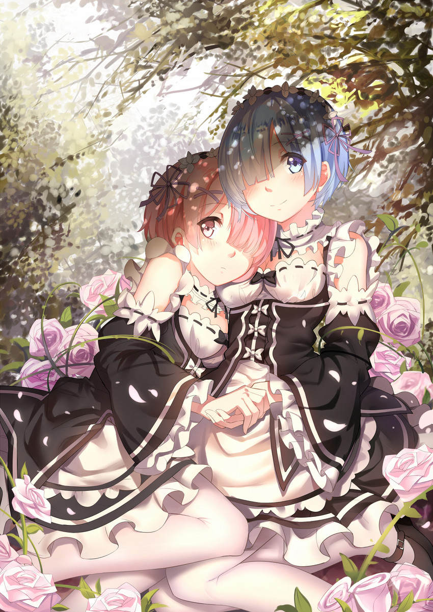 rem and ram (re:zero kara hajimeru isekai seikatsu) drawn by yeluno_meng