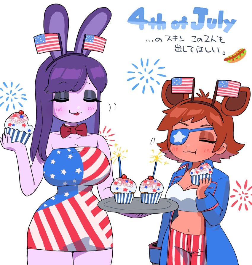 foxy and bonnie (five nights at freddy's and 1 more) drawn by minami_(mnm-kyk)