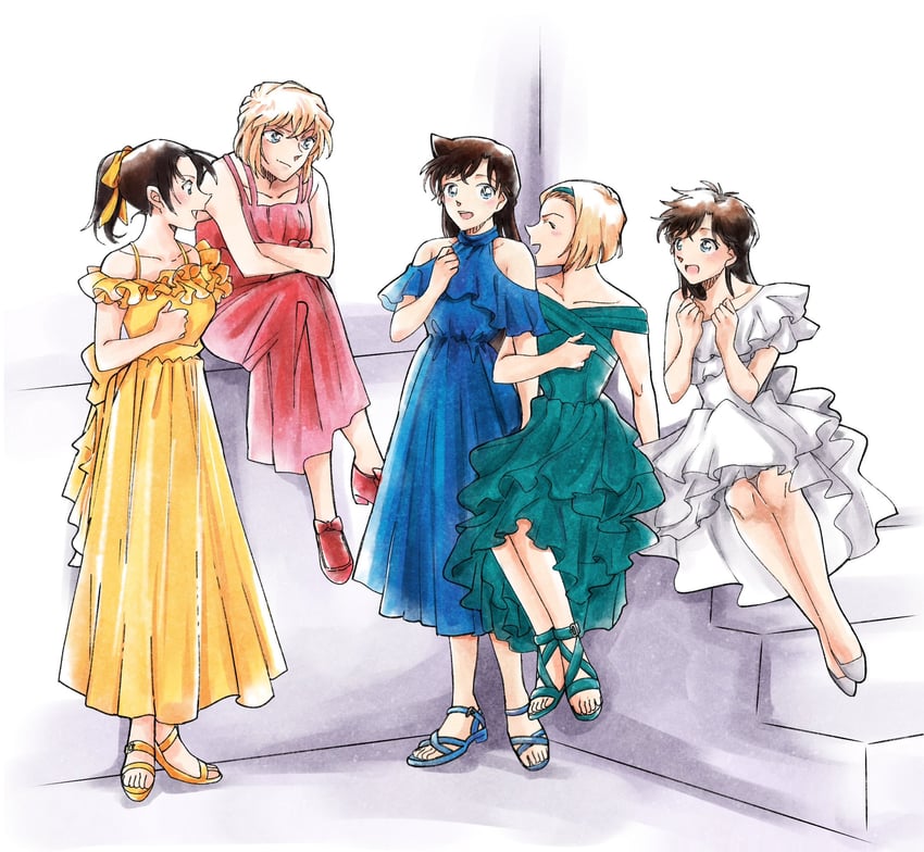 mouri ran, miyano shiho, nakamori aoko, suzuki sonoko, and tooyama kazuha (meitantei conan and 1 more) drawn by sayaendou0426