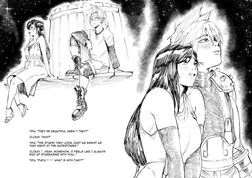 tifa lockhart and cloud strife (final fantasy and 1 more) drawn by aarokira