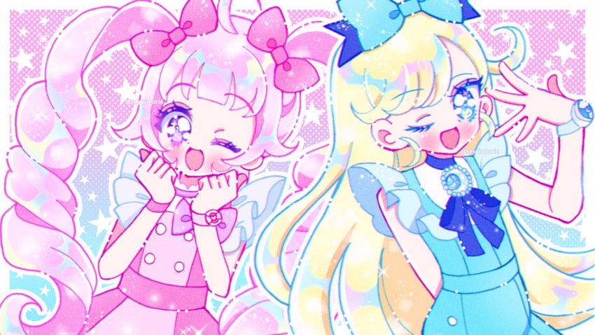 aozora himari and hoshikawa mitsuki (pretty series and 1 more) drawn by seigiatorie