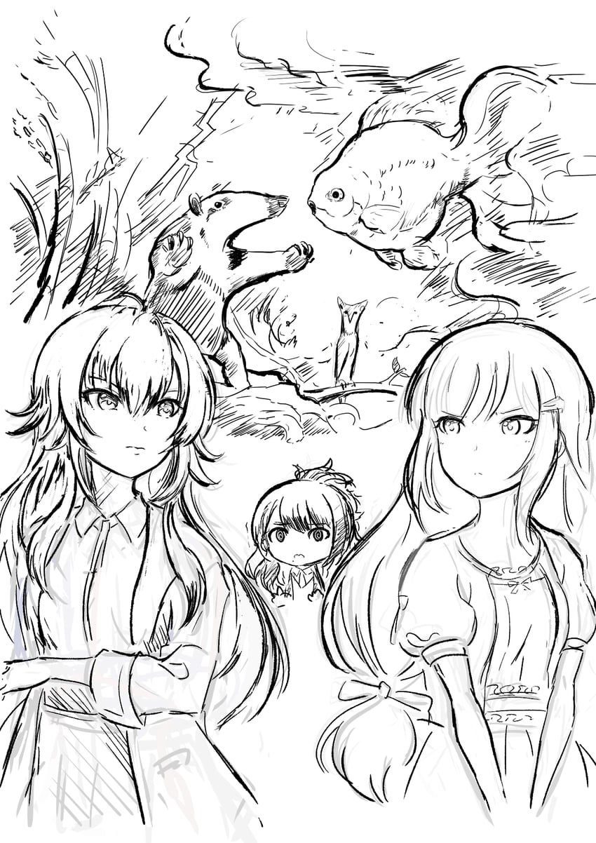kazano hiori, tsukimura temari, and shiraishi tsumugi (idolmaster and 3 more) drawn by miyabi_keishirou