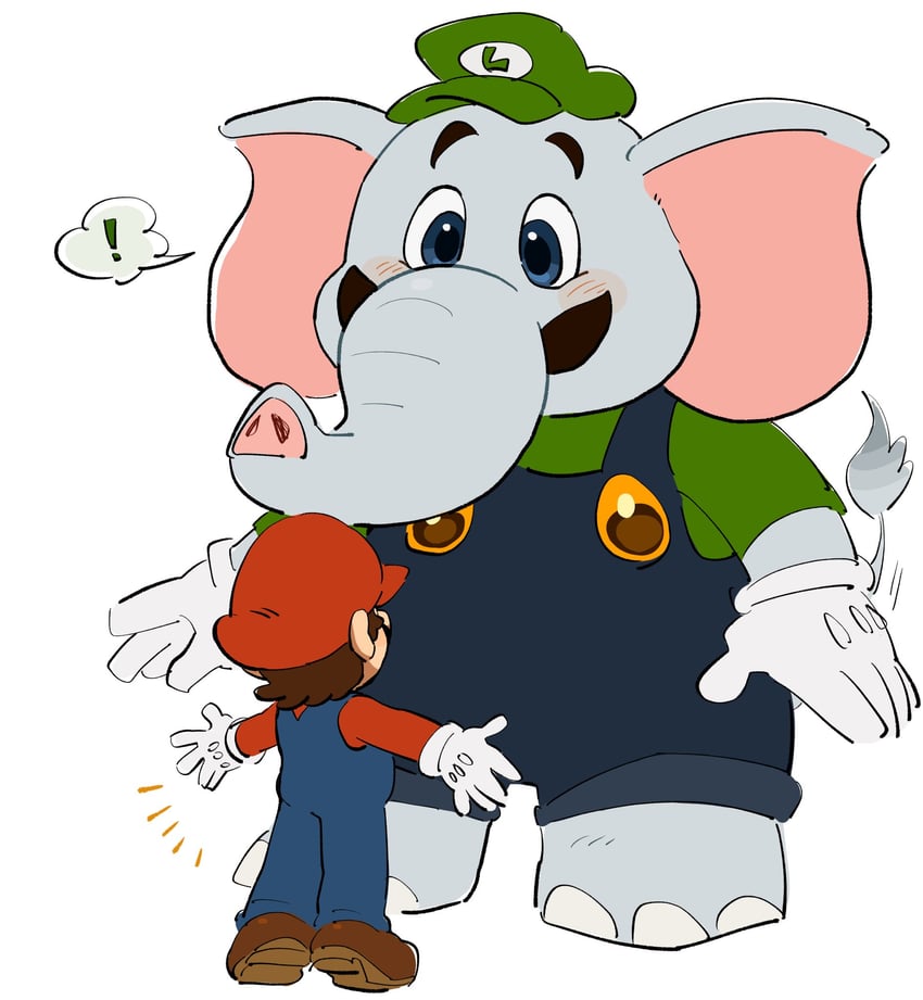 mario, luigi, and elephant luigi (mario and 1 more) drawn by mimimi_(mimimim9999)