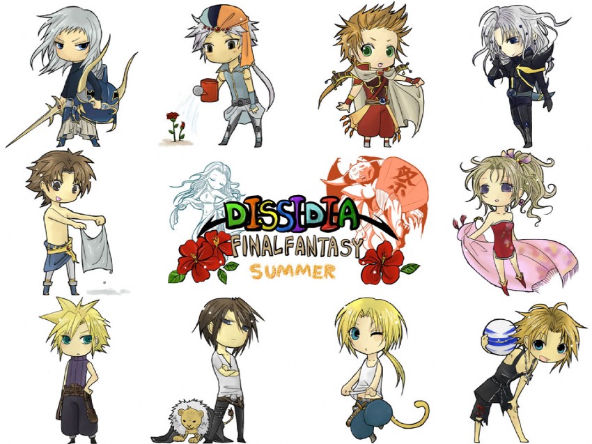 cloud strife, terra branford, squall leonhart, zidane tribal, bartz klauser, and 6 more (final fantasy and 11 more) drawn by yoko_(barnowl)