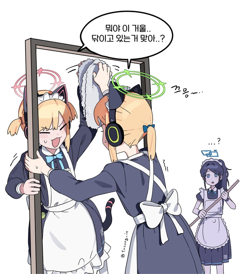 aris, momoi, and midori (blue archive) drawn by tosung_in