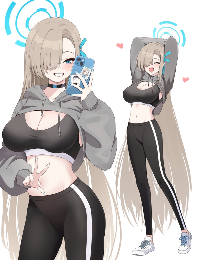 sensei, doodle sensei, and asuna (blue archive) drawn by ecila_(cookie0q0)