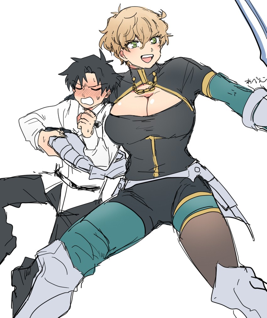 fujimaru ritsuka and gawain (fate and 2 more) drawn by abe_riko