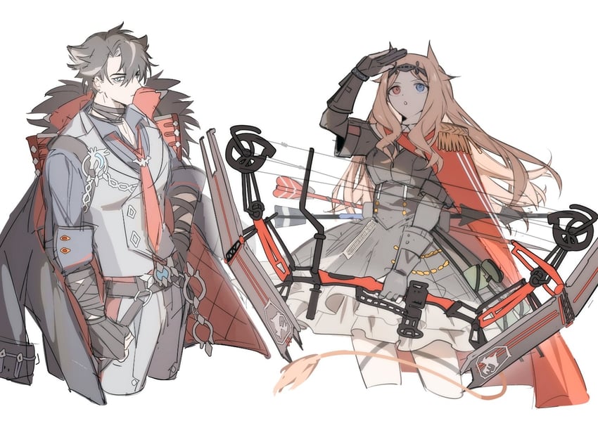 wriothesley and archetto (genshin impact and 1 more) drawn by salmonntan