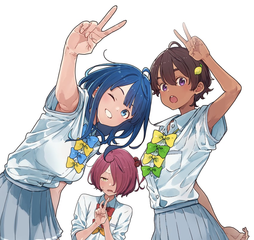yanami anna, yakishio lemon, and komari chika (make heroine ga oo sugiru!) drawn by imigimuru