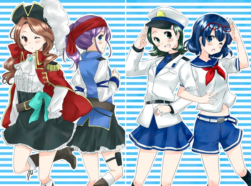 otonashi haruna, raimon natsumi, kudou fuyuka, and kino aki (inazuma eleven) drawn by matsuri_(artist)