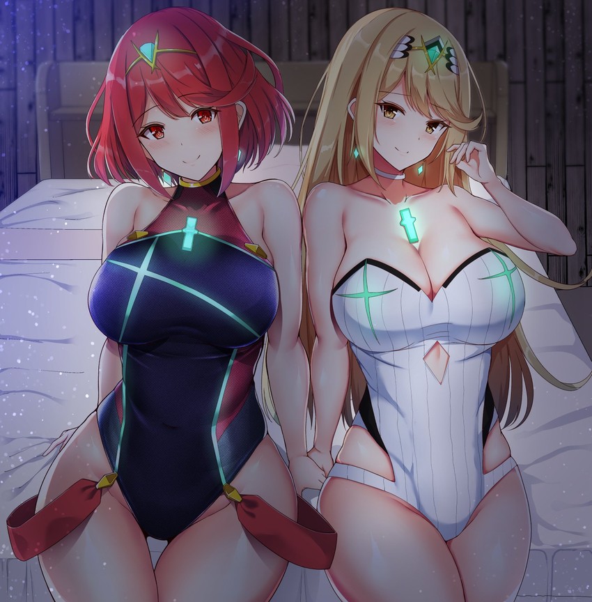 pyra and mythra (xenoblade chronicles and 1 more) drawn by noeomi