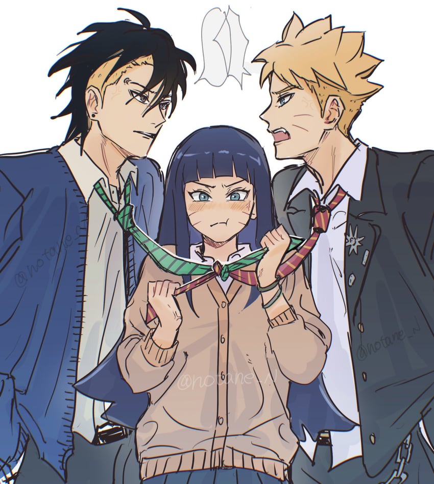 uzumaki boruto, uzumaki himawari, and kawaki (naruto and 1 more) drawn by notane_n