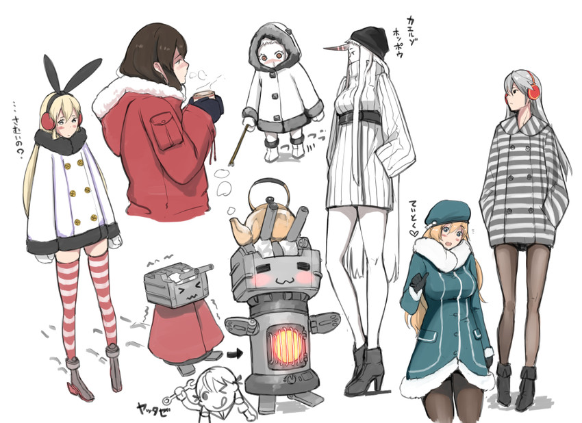 shimakaze, akagi, haruna, atago, northern ocean princess, and 3 more (kantai collection) drawn by tsukino_wagamo