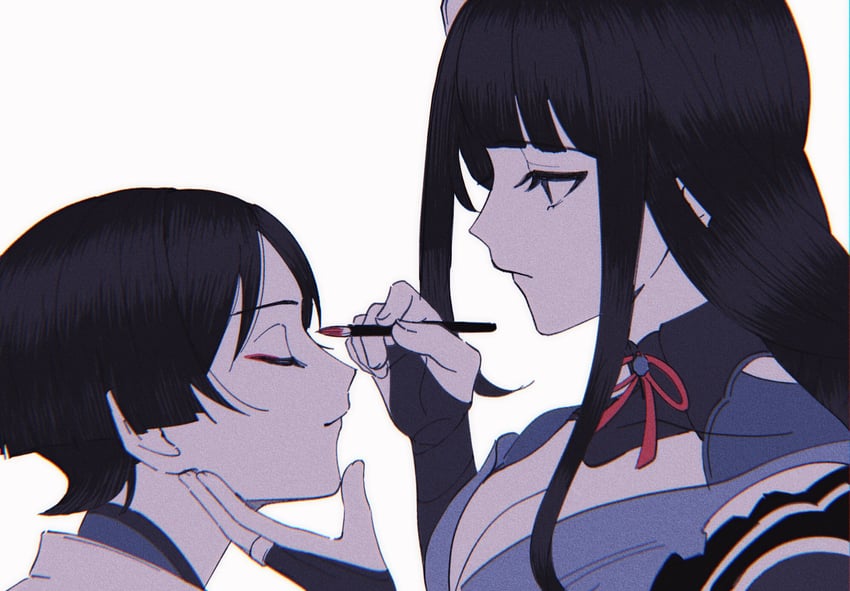 raiden shogun and scaramouche (genshin impact) drawn by nararan_116