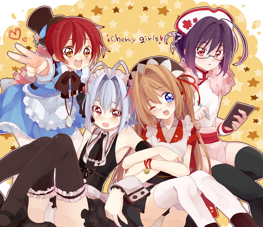 yuki, nao, tomo, and rio (otoko no ko wa meido fuku ga osuki!?) drawn by touyama_soboro