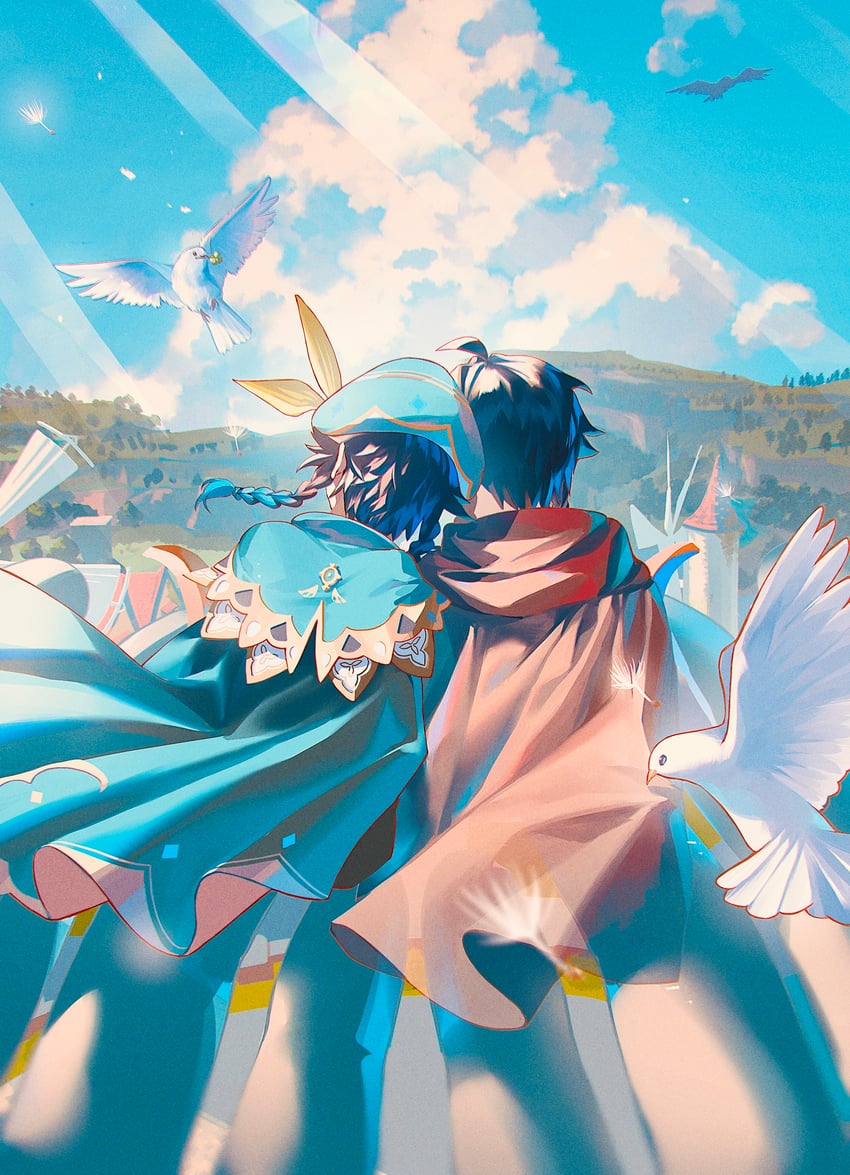 venti and nameless bard (genshin impact) drawn by sainome_(imveryfinethx)