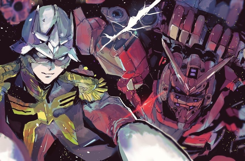 char aznable and red gundam (gundam and 1 more) drawn by kare_(0621utak)