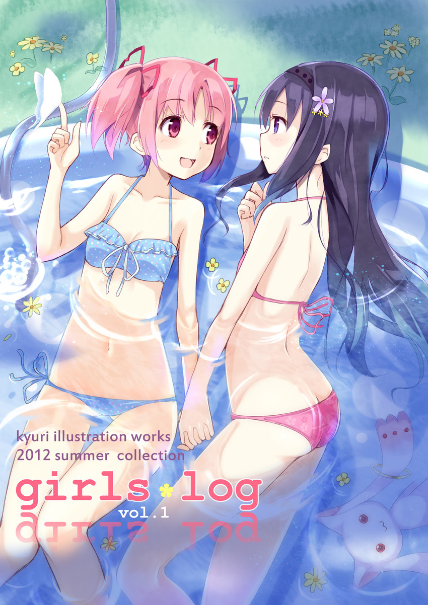 akemi homura, kaname madoka, and kyubey (mahou shoujo madoka magica) drawn by kyuri