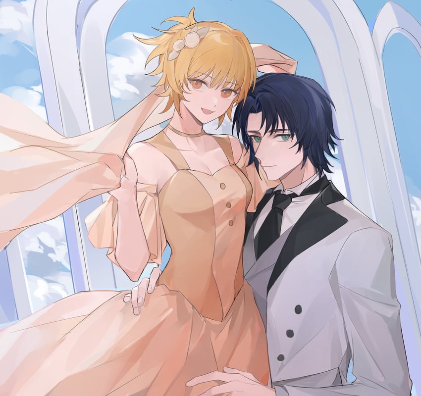 cagalli yula athha and athrun zala (gundam and 3 more) drawn by jin_(zhaomu_u)