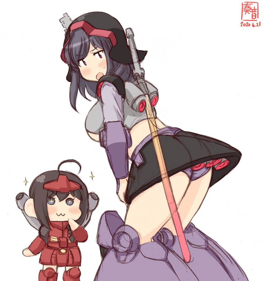 shigure, yamashiro, dom, and guncannon (kantai collection and 2 more) drawn by kanon_(kurogane_knights)