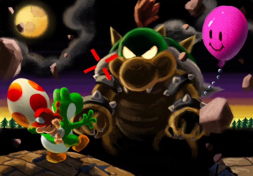 mario, bowser, yoshi, baby mario, baby bowser, and 1 more (mario and 1 more) drawn by ya_mari_6363