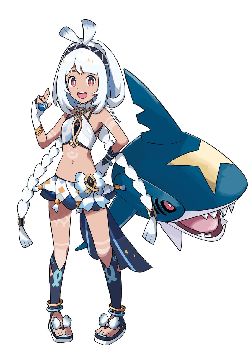 mualani and sharpedo (pokemon and 1 more) drawn by kyooami