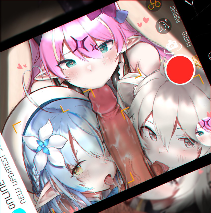 yukihana lamy, shishiro botan, and mano aloe (hololive) drawn by teriibol