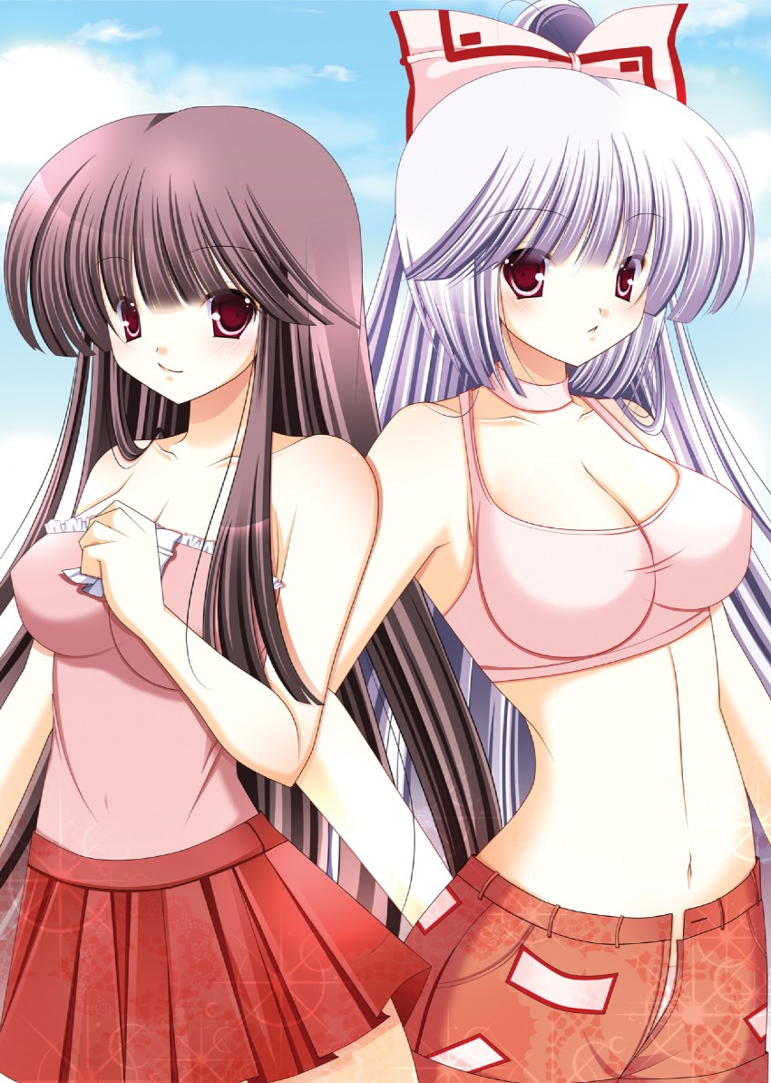 fujiwara no mokou and houraisan kaguya (touhou) drawn by hiyori-o
