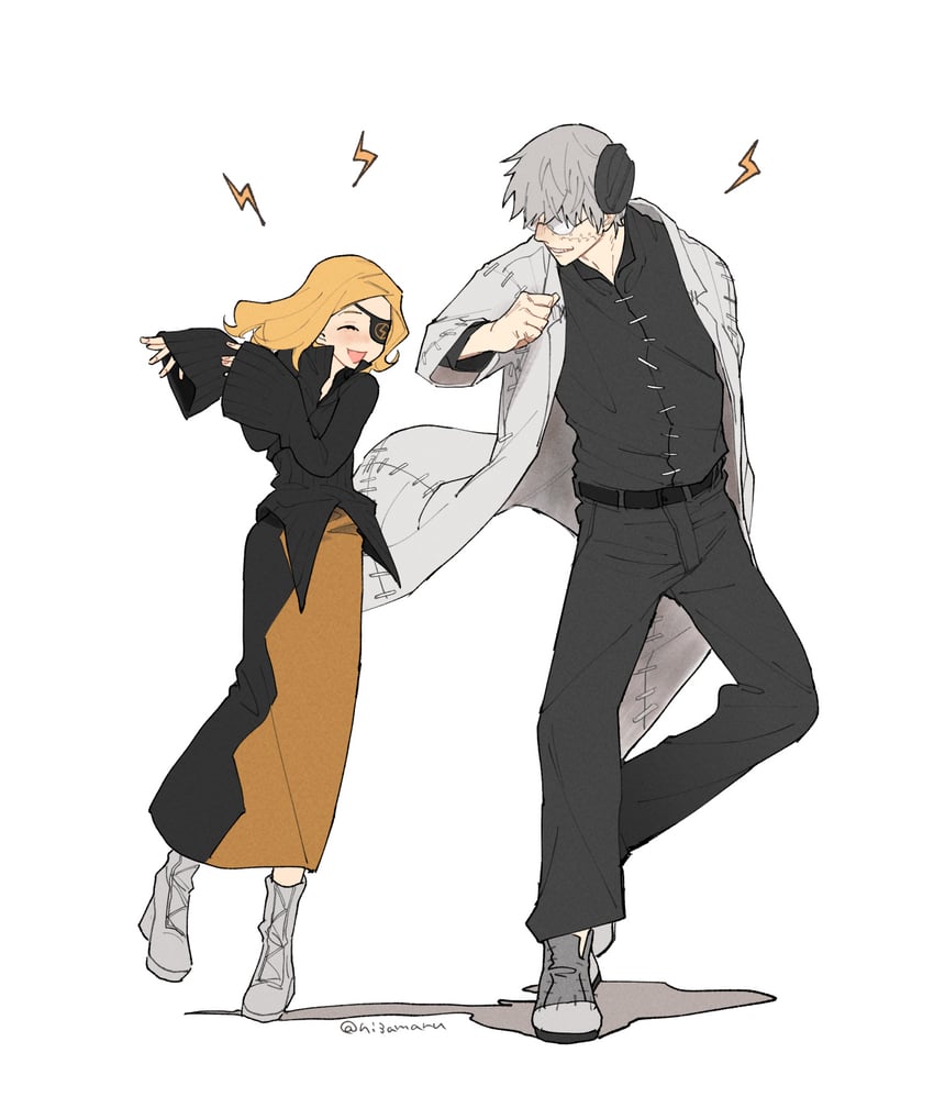franken stein and marie mjolnir (soul eater) drawn by hissiu