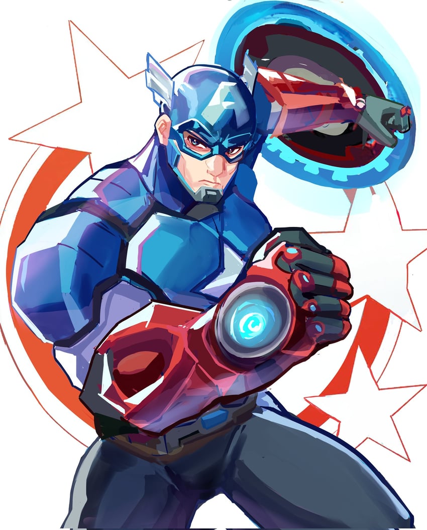 steve rogers and captain america (marvel and 2 more) drawn by spyg